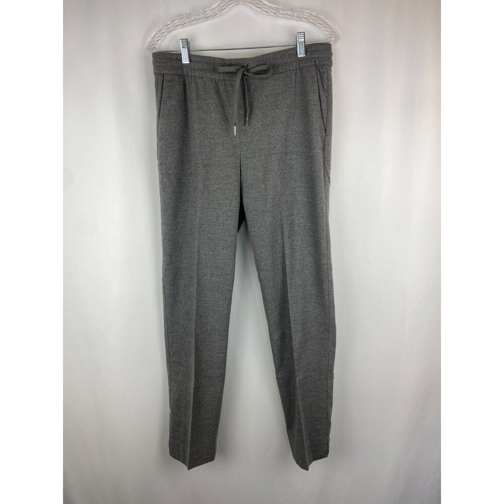 H&M Size 4 Gray Pleated Dress Pants Elastic Waist Drawstring Pull On Career Work
